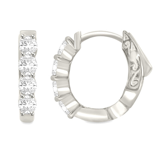 14K White Gold Diamond Huggie Earrings EG100VB08-4W-EEQ