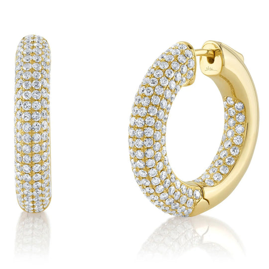 Shy Creation 14K Yellow Gold Inside out Diamond Hoop Earrings SC55024705D1.05