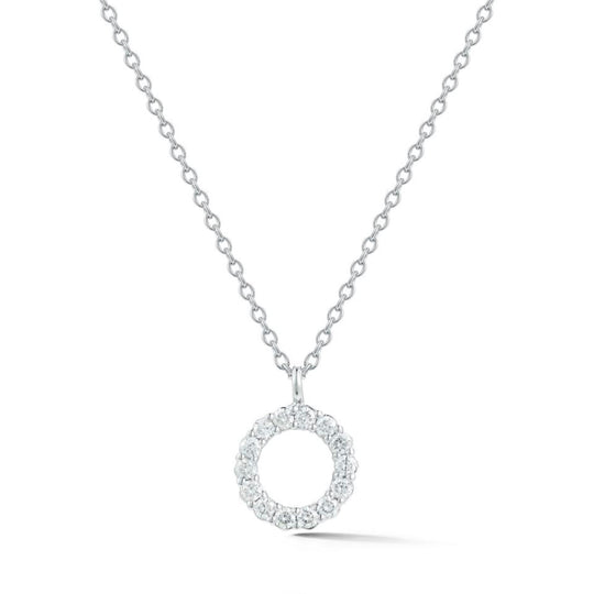CW Signature 18K White Gold Small Circle Diamond Pendant P0347