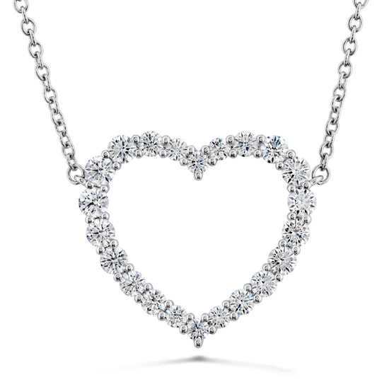 Hearts On Fire 18K White Gold Large Diamond Heart Necklace HFPSIGH00678W