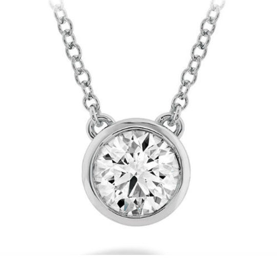 Hearts on Fire 18K White Classic Bezel Solitaire Pendant Necklace - HFPHCLABZ00338W