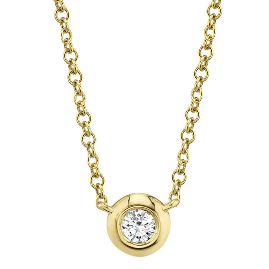 Shy Creation 14K Yellow Gold Diamond Bezel Necklace SC55003229