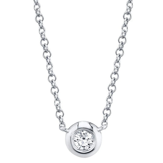 Shy Creation 14K White Gold Diamond Bezel Necklace SC55003228