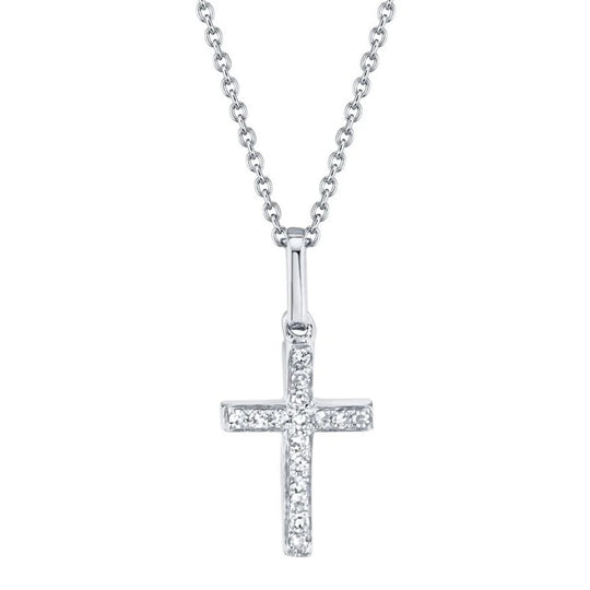 Shy Creation 14K White Gold Diamond Cross Necklace SC22002782AC