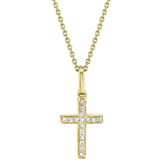 Shy Creation 14K Yellow Gold Diamond Cross Necklace SC22002783AC