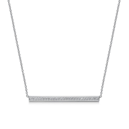 Hearts On Fire 18K White Gold Barre Diamond Pave Necklace UU28778W