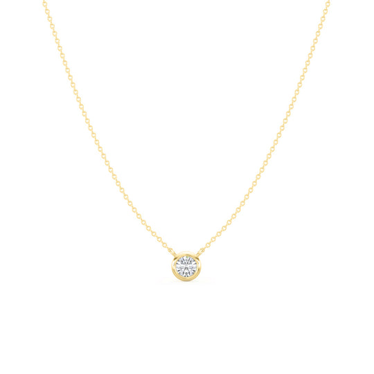 14K Yellow Gold Solitaire Diamond Bezel Necklace NY020-384Y1MEEQ