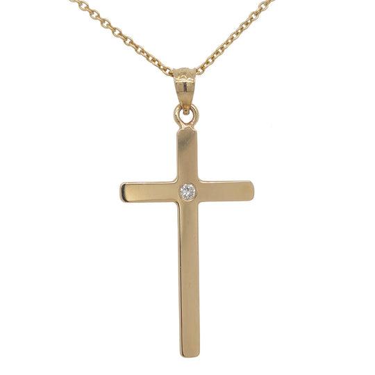 14K Yellow Gold Diamond Accented Cross Pendant 14Y125CROSS