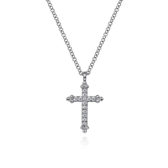 Gabriel & Co 14K White Gold Bujukan Diamond Cross Pendant Necklace NK7178W45JJ