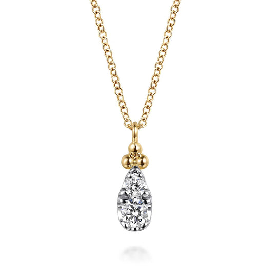 Gabriel & Co 14K Yellow Gold Bujukan Diamond Cluster Pendant Necklace NK7747Y45JJ
