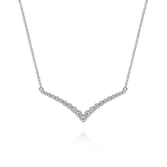 Gabriel & Co 14K White Gold Diamond Chevron Bar Necklace NK8062W45JJ
