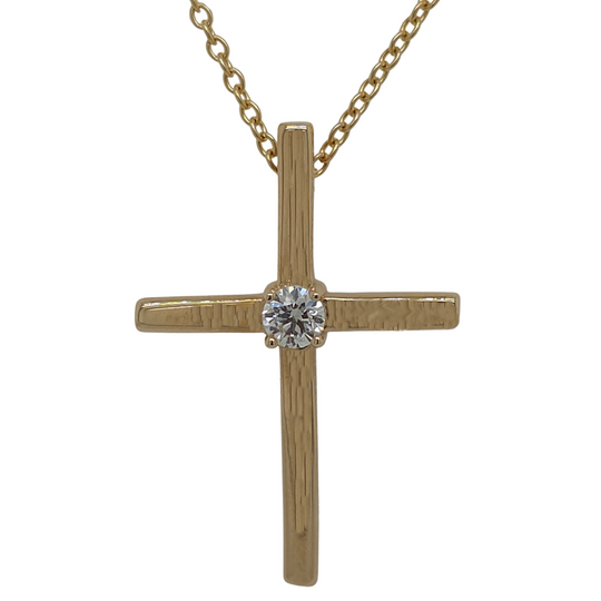 14K Yellow Custom Hearts On Fire Diamond Cross Pendant HOFCROSS