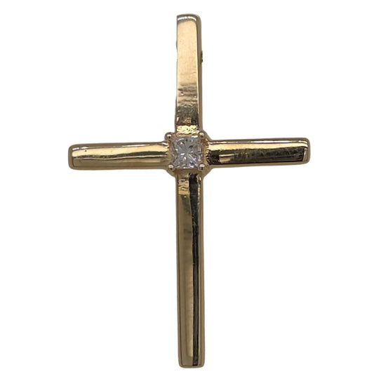 14K Yellow Diamond Cross Pendant DIACROSS