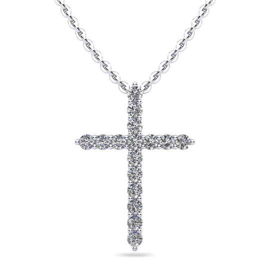 14K White Gold Diamond Cross Pendant Necklace SP131-50-W