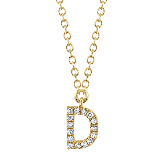Shy Creation 14K Yellow Gold Diamond "D" Initial Necklace SC55007904-DZ20