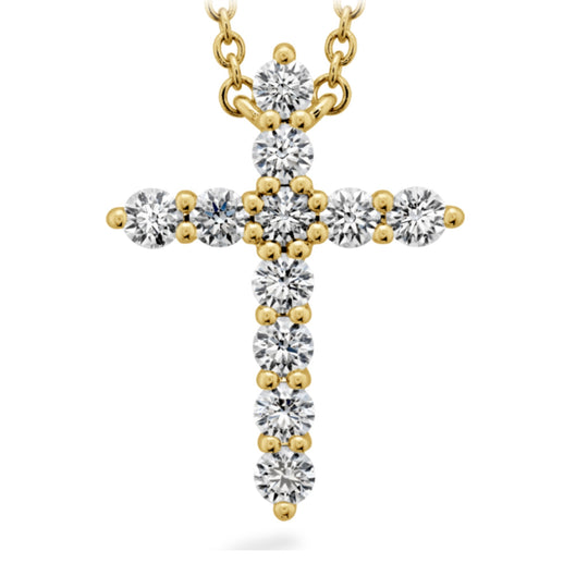 Hearts on Fire 18K Yellow Gold Large Diamond Cross Necklace HFPSIGCR00508Y