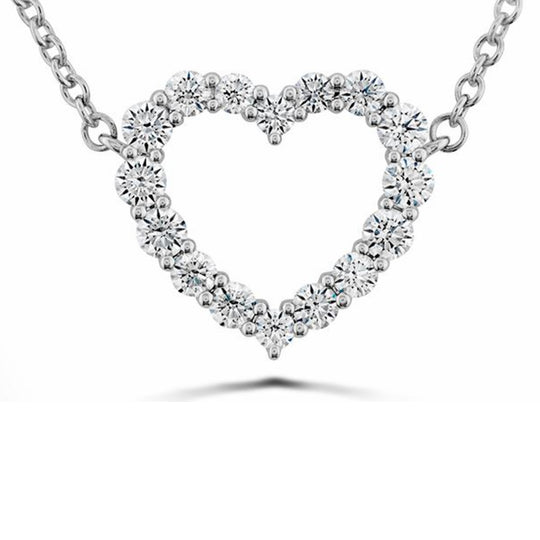 Hearts on Fire 18K White Gold Medium Diamond Heart Necklace HFPSIGH00398W