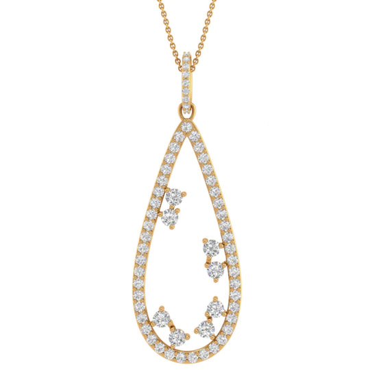 CW Signature 18K Yellow Gold Scattered Diamond Drop Necklace P0513