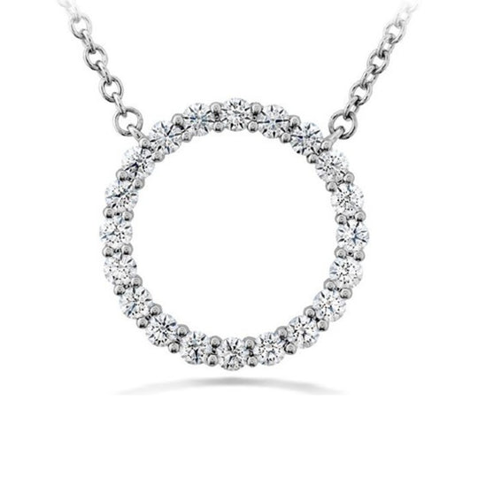 Hearts On Fire 18K White Gold Medium Circle Diamond Necklace HFPSIGC00408W