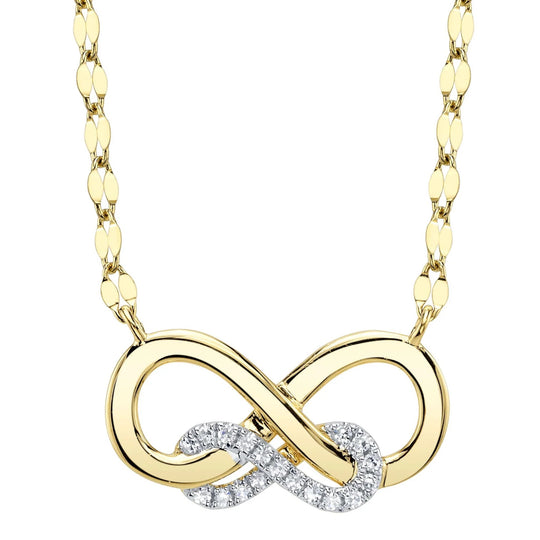 Shy Creation 14K Yellow Gold Diamond Infinity Sparkle Chain Necklace SC55029128RD