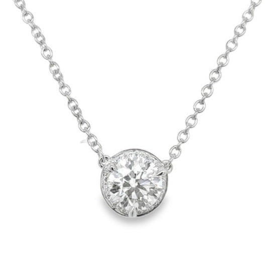 Hearts on Fire 18K White Gold Timeless Hidden Halo Diamond Necklace UU32758WHV20501800