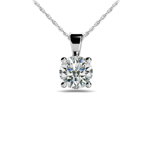 14K White Gold 1/ct 4 Prong Diamond Solitaire Necklace P50-062