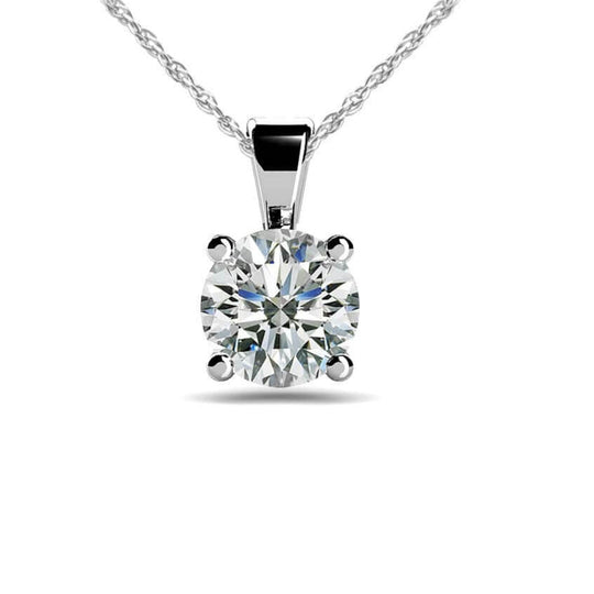 14K White Gold 1ct 4 Prong Diamond Solitaire Necklace P100-247