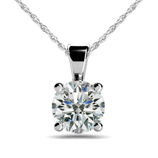 14K White Gold 1.5ct 4 Prong Diamond Solitaire Necklace P150-2804