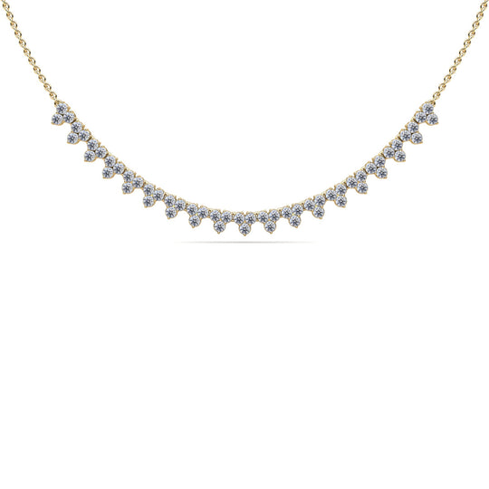 14K Yellow Gold Multi 3 Stone Diamond Cluster Necklace SN695C-200-Y