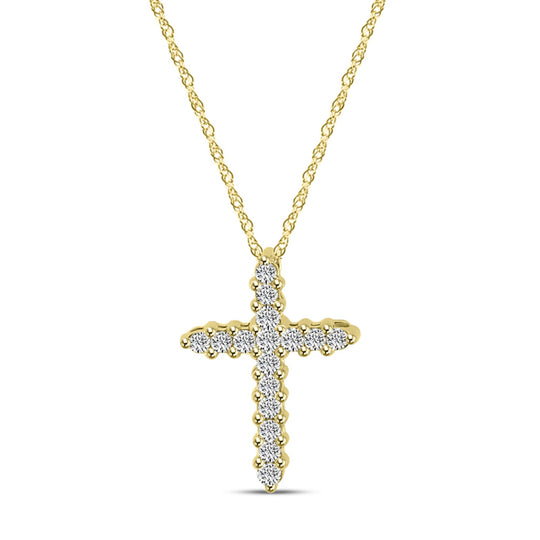 10K Yellow Gold Diamond Cross Necklace M13P2374S0411