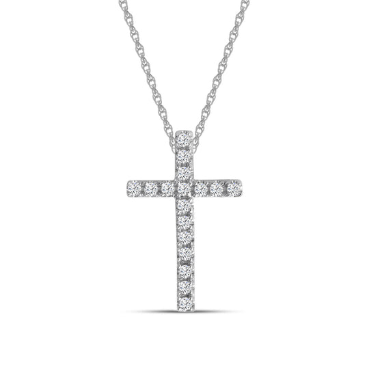 10K White Gold Petite Diamond Cross Necklae X13P2605B002