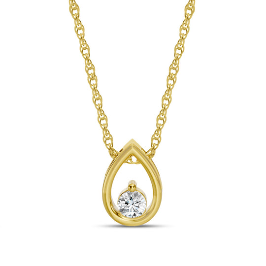 14K Yellow Gold Diamond Accemted Teardrop Pendant Necklace SP010RP01-4Y-EEQ