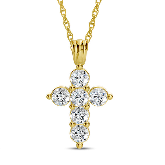 14K Yellow Gold Diamond Cross Pendant Necklace PC050GS06-4Y-EEQ