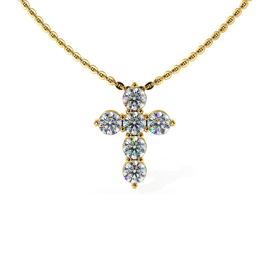 14K Yellow Gold Petite Diamond Cross Necklace SP176-200-Y