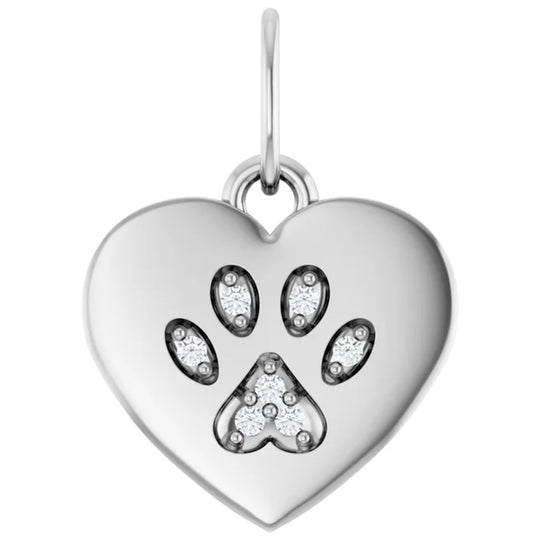 Sterling Silver Diamond Accented Paw Print Pendant 88864:609:P