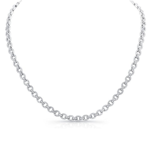 Uneek 14K White Gold Bouquet Collection Round Diamond Link Necklace LVND09