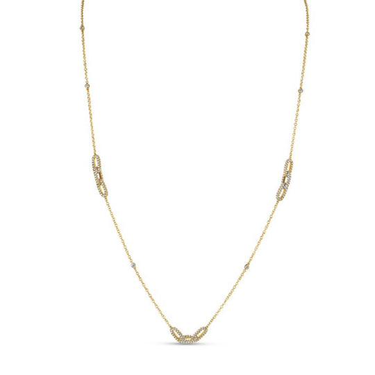 Uneek 18K Yellow Gold Diamond Chain Station Necklace NK0013TW