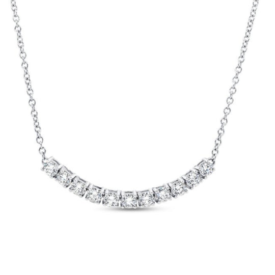 Uneek 18K White Gold Curved Flexi Diamond Bar Necklace NK0016TW