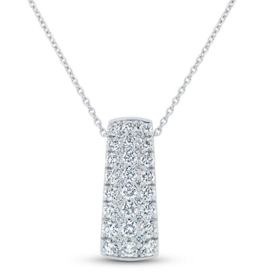 Uneek 18K White Gold Diamond Cluster Drop Bar Necklace PN4030