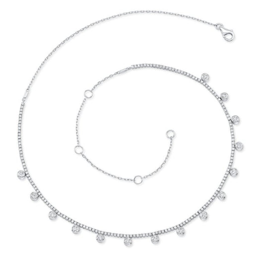 Uneek 14K White Gold Bezel Diamond Drop Station Necklace NK5489PH