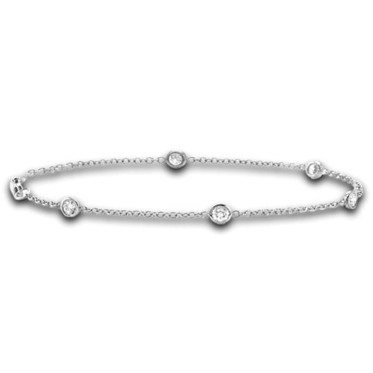 14K White Gold 1/2ct Diamond Station Bracelet DBY-WG-50