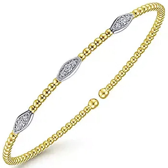Gabriel & Co 14K Two-Tone Gold Bujukan Diamond Marquise Stations Bangle BG4437-62M45JJ