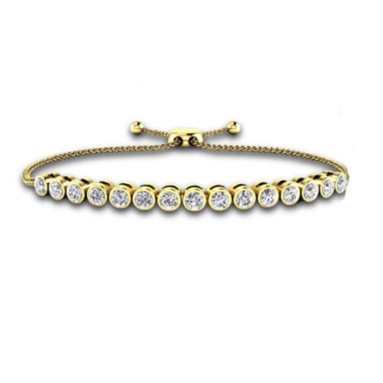 14K Yellow Gold Bezel Set Diamond Bolo Bracelet B276BL-11206