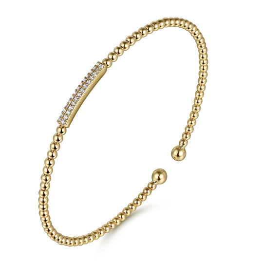 Gabriel & Co 14K Yellow Gold Bujukan Diamond Bar Bangle BG4119-62Y45JJ