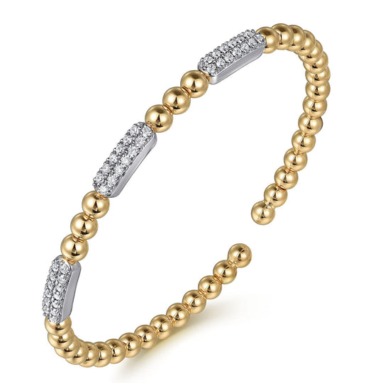 Gabriel & Co 14K Two-Tone Bujukan Pave Diamond Station Split Bangle BG4974-62M45JJ