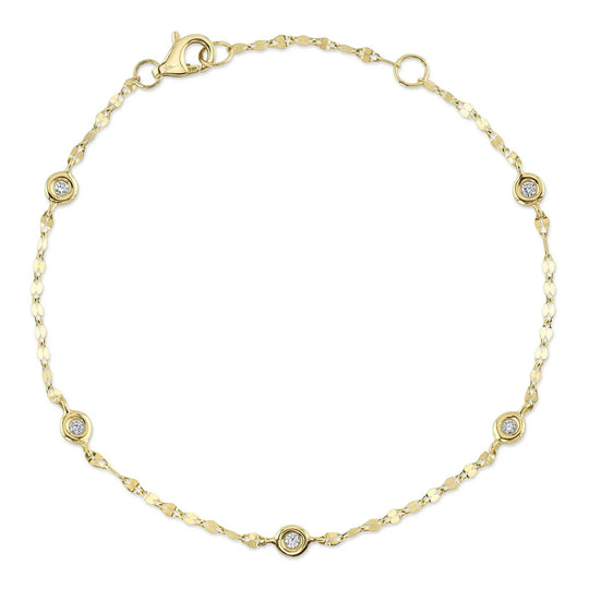 Shy Creation 14K Yellow Gold Scattered Diamond Sparkle Chain Bracelet SC55025787
