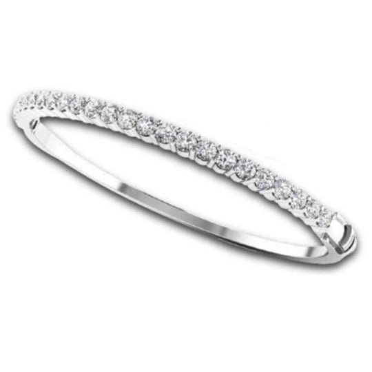 14K White Gold Classic 4 Prong Diamond Bangle BB9-13135