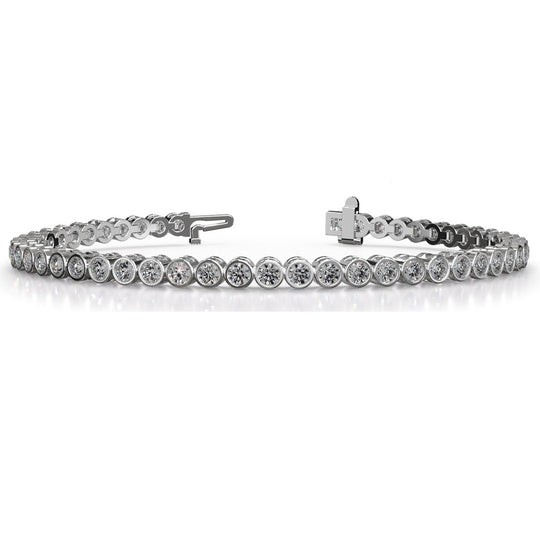 14K White Gold Bezel Set 2ct Diamond Tennis Bracelet SB725-13319