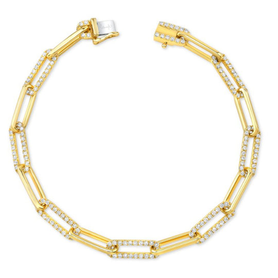 Uneek 18K Yellow Gold Diamond Paperclip Link Bracelet LVBRAD463Y