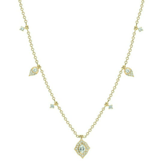 Uneek 18K Yellow Gold Fancy Diamond Station Necklace LVNWF357Y